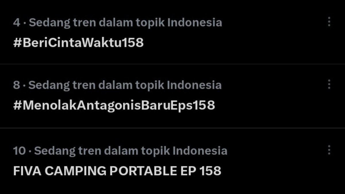 WEHHHHH GOKILLLL TRENDING SEMUA LAGI HT KITAAAA 🔥💥

trending 4, 8 dan 10 terimakasii wargaa #BeriCintaWaktu untuk kerja keras dan seluruh emosi jiwa raga nya malam iniii 🤯🤯 

BESOK KITA NAIKIN KE 1 BISA KALI YA??? YUK SEMANGAT SEMUANYA ‼️✊🏻
