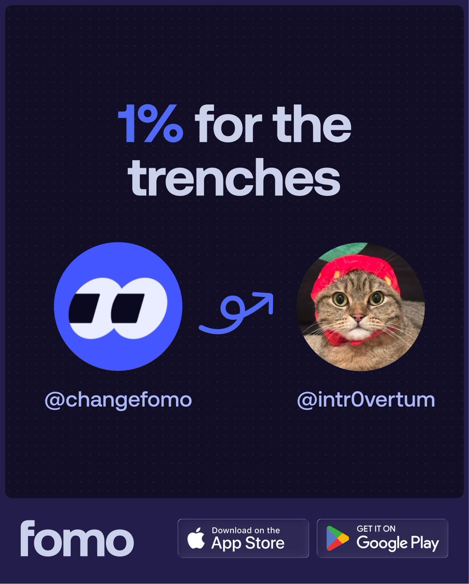1% for the trenches     

In continuing fomo tradition, <a href="/changefomo/">change</a> has gifted
<a href="/intr0vertum/">̶i̶n̶t̶r̶0̶</a> $1000 and fomo has matched $500, bringing the total to $1500 🔥

fomo family