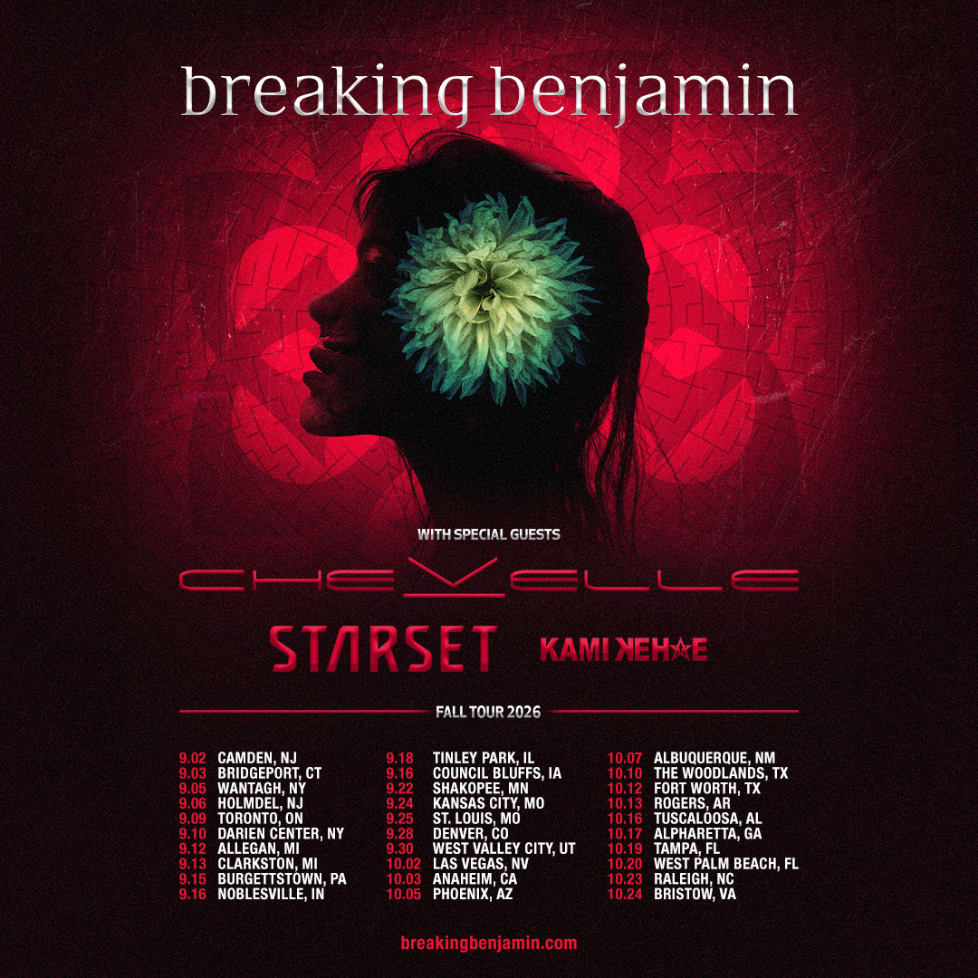 BREAKING NEWS! <a href="/breakingbenj/">Breaking Benjamin</a> is coming on 9/24 w/ Chevelle, Starset &amp; Kami Kehoe! Presented by <a href="/989TheRockKQRC/">98.9 The Rock</a>.

Presale available exclusively to Live Nation All Access members. No password necessary. Join today &amp; access will unlock @ 10am Thu 2/19: livemu.sc/3OoEiYk
