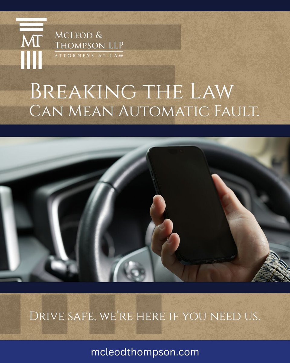 MMRTLAW's tweet image. When a driver's action (like running a red light or DUI) violates a safety statute and causes harm, it can establish "negligence per se," strengthening your claim. We leverage every legal principle to build your case and get you the compensation you deserve.

#McLeodAndThompson