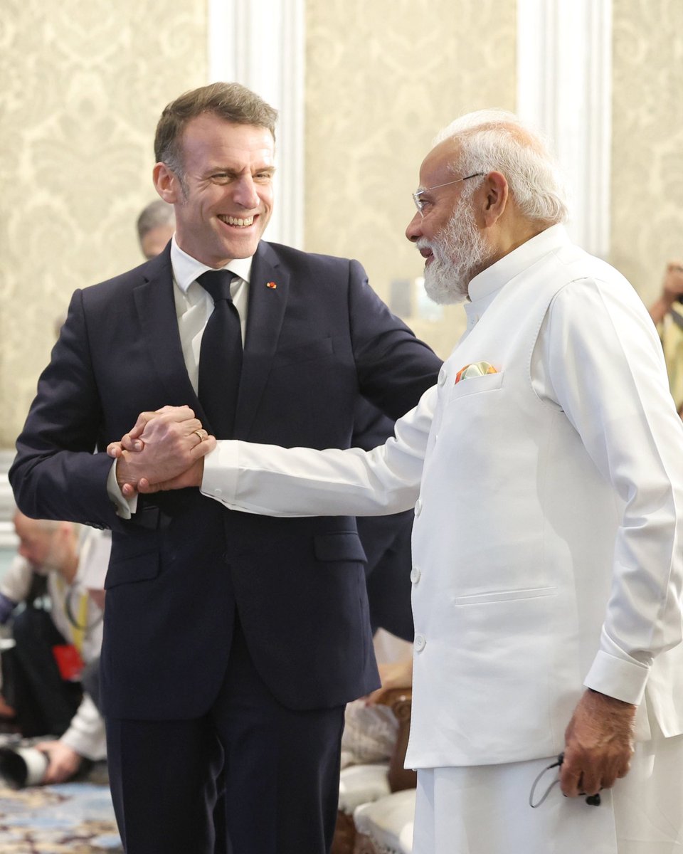 FranceinIndia's tweet photo. At Indo-French Innovation Forum in Mumbai, Prez Macron &amp; PM Modi inaugurate the India-France Year of Innovation 2026.
The forum gathers around 400 reps from businesses &amp; innovation ecosystems in both countries from the economic, cultural, and academic spheres. https://t.co/3DnOWcNWWW