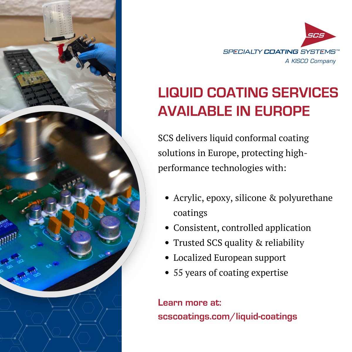 SCSCoatings's tweet photo. Liquid coatings protect industrial &amp; high-performance electronics from moisture, chemicals &amp; temperature extremes. SCS provides acrylic, epoxy, silicone and polyurethane coatings backed by decades of expertise &amp; localized European support.

Contact us: https://t.co/ZpmKeuRlWf https://t.co/A1n3JjE3Qz