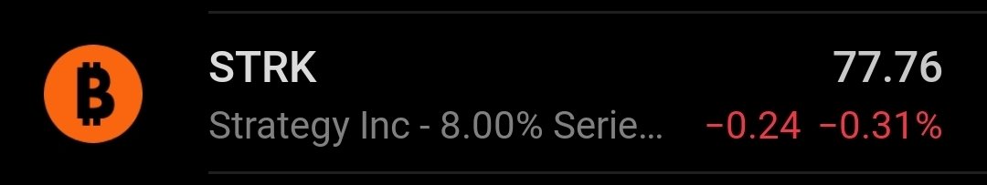 $STRK under $80 is wild. As long as Strategy doesn't go bust, that's getting paid 10%+ effective div to wait with MSTR upside kicker.