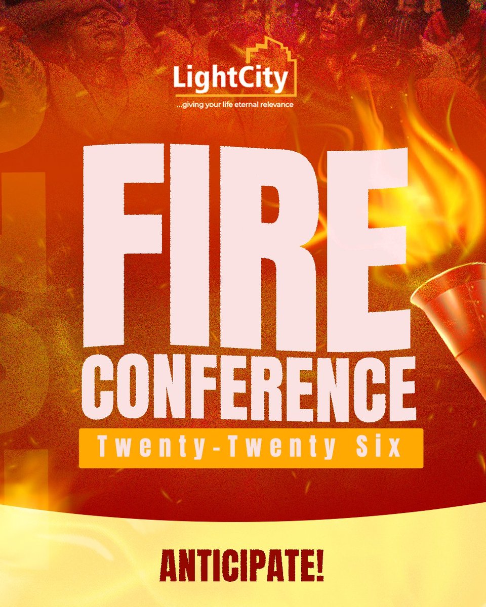 FIRE CONFERENCE is coming…

A stirring of fire, and a call to burn more for the Lord.

Get ready to catch fire
Get set for life changing encounters

Pray
Anticipate
Get ready to catch FIRE!!

#fireconference2026 #lightcitychurch #specialmeeting #churchinenugu #comıngsoon