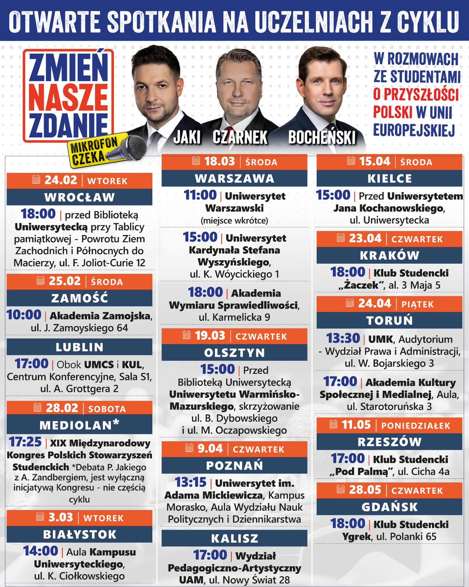 ❗️Biblioteka Uniwersytetu Wrocławskiego wypowiedziała nam sale (mimo wcześniejszej zgody, a komercyjnie wynajmują wszystkim). To samo było na innych wydziałach tej uczelni. 
🇷🇺Wczoraj Krytyka Polityczna wezwała rząd do cenzurowania naszych spotkań. 
📕Konstytucja art 70 „Zapewnia