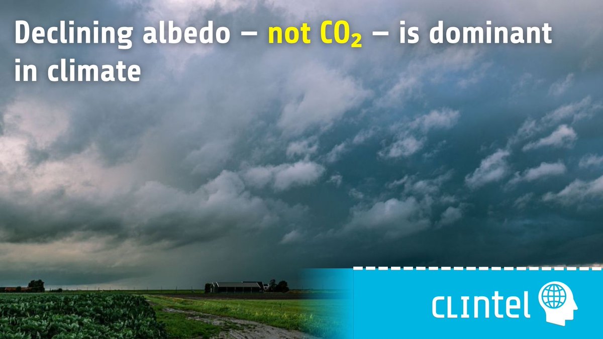ClintelOrg's tweet photo. Is the recent warming a result of less reflection of sunlight by the Earth? Two researchers - both signatories of the Clintel World Climate Declaration - say that declining albedo — not CO₂ — is dominant in the temperature trend.
https://t.co/ZmbFklZjJF

Interested to read more about Clintel activities and articles, please subscribe to our newsletter:
https://t.co/6FzF5UaiYk