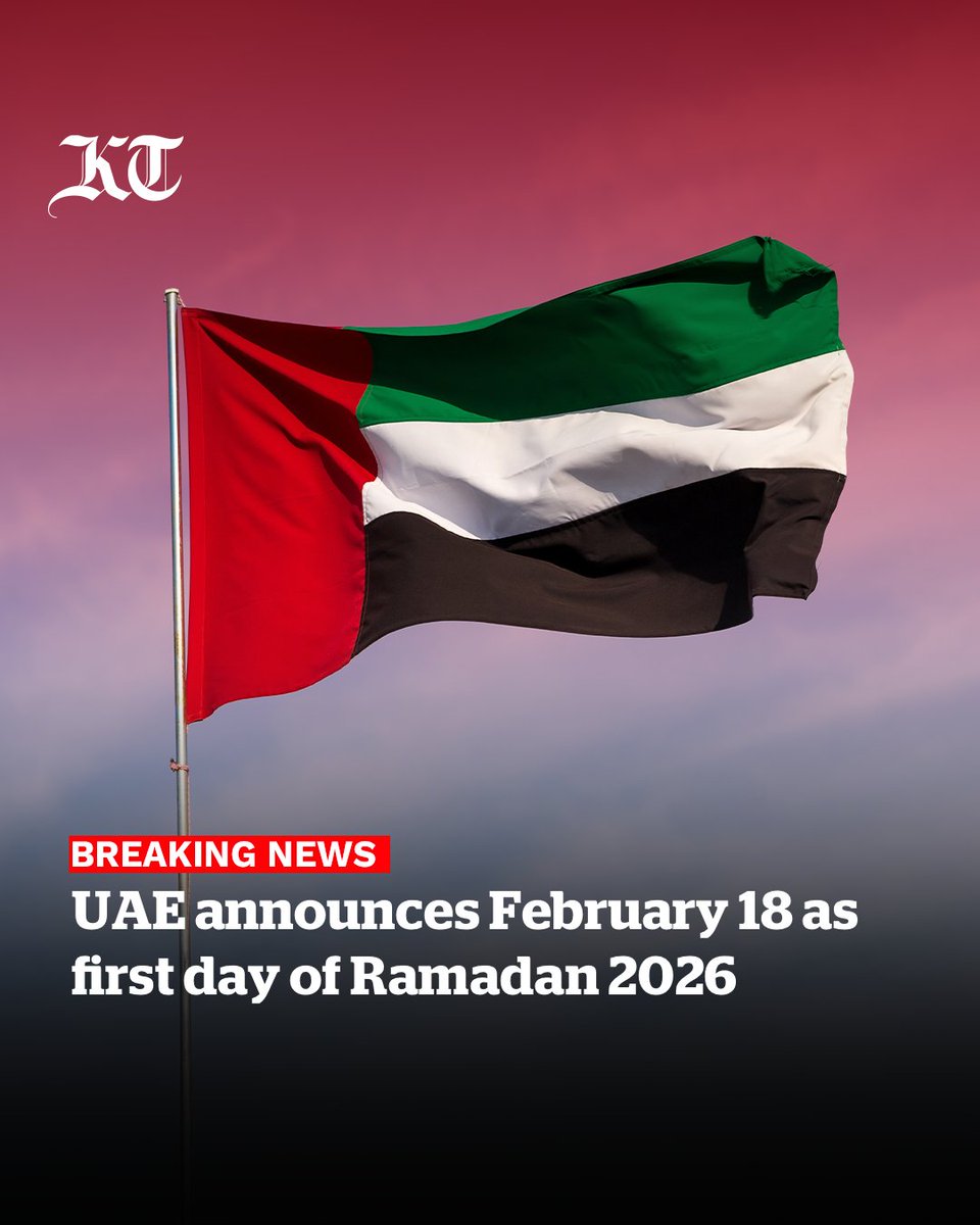 khaleejtimes's tweet photo. #BreakingNews UAE announces February 18 as first day of Ramadan 2026
https://t.co/WWJSQvz0eZ https://t.co/tpzJWUsZSz