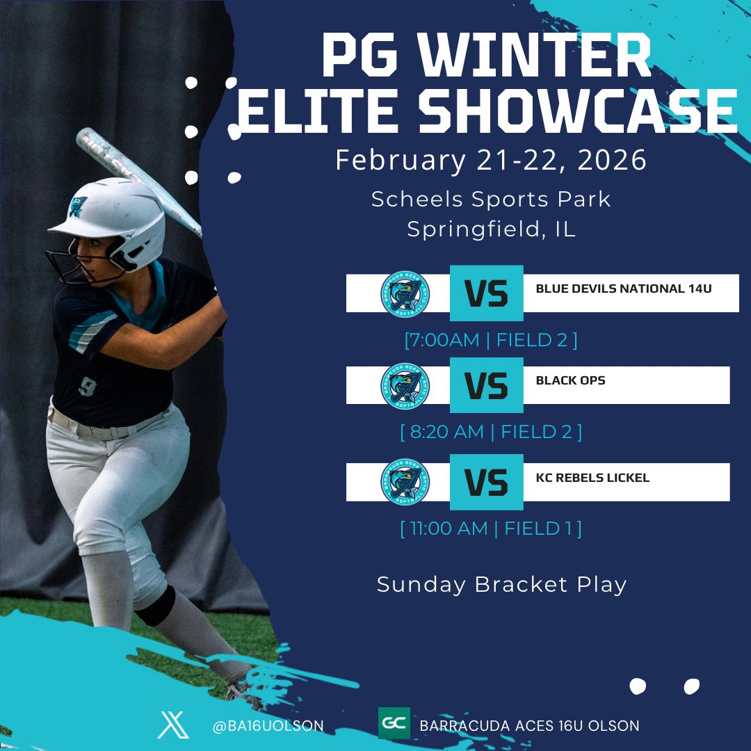 BA16uOlson's tweet photo. Road trip to Springfield, IL this weekend for the @PG_Softball Winter Elite Showcase. Schedule below โฌ๏ธ
#playlikeaBA https://t.co/z0n9mNq5wl