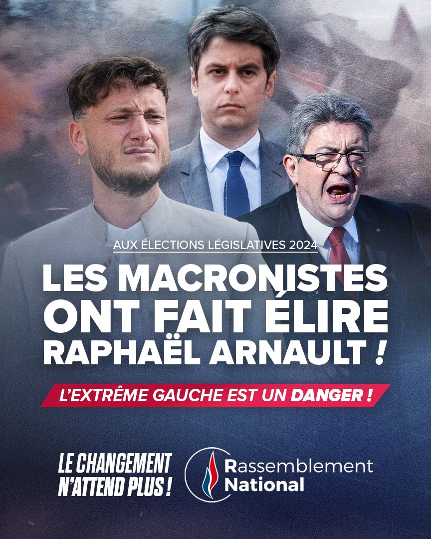 🔴 Raphaël Arnault, chef de la milice d'extrême gauche de la Jeune Garde et triple fiché S, a été élu grâce à l’alliance explicite entre Macronistes et LFI !

Face à cette complaisance honteuse et dangereuse, nous sommes le seul rempart pour dénoncer ceux qui légitiment cette
