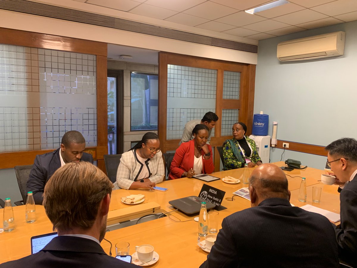 RwandainIndia's tweet photo. An evening working session between Rwandan delegation at India AI Impact Summit 2026 and World Bank group. Discussions focused on cooperation in AI/technology solutions deployment across national sectors @RwandaICT @RwandaMFA https://t.co/tSdV2XGAKf