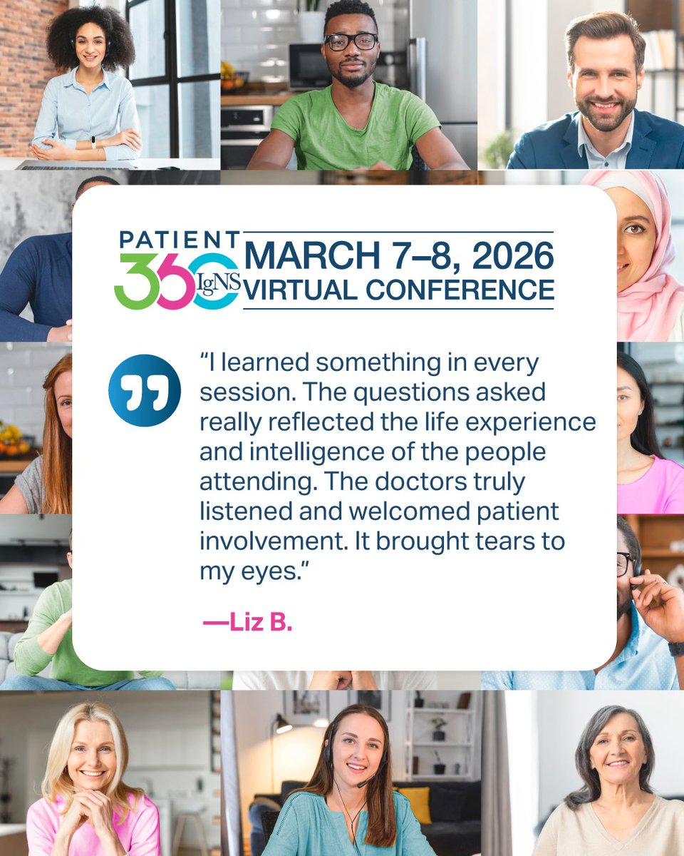 Patient education is strongest when clinical expertise and lived experience come together. #Patient360 sessions are designed to reflect both perspectives and support informed, engaged care. Share this trusted resource. March 7–8. Explore the agenda: bit.ly/463AbXM