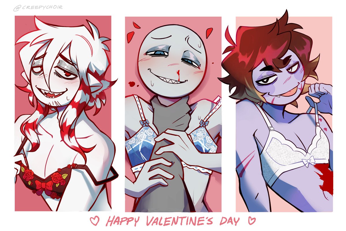 I'm a few days LATEEE but happy Valentine's day, everyone!! 💘🩷 ive really missed these three
#YourBoyfriendGame 
#Br0kenColors 
#MyDearHatchetMan