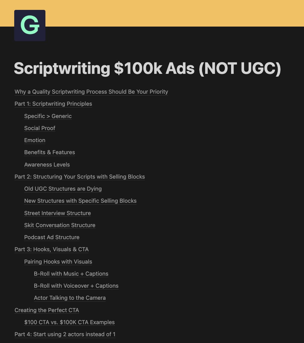 Bogzabs96's tweet image. $110M in generated revenue across 40+ brands.

All thanks to the one skill 90% of brands are missing:

Scriptwriting.

So I’ve collected all key points you need to create ad scripts that spend for months:

- The proven selling block structures that work
- Real script examples