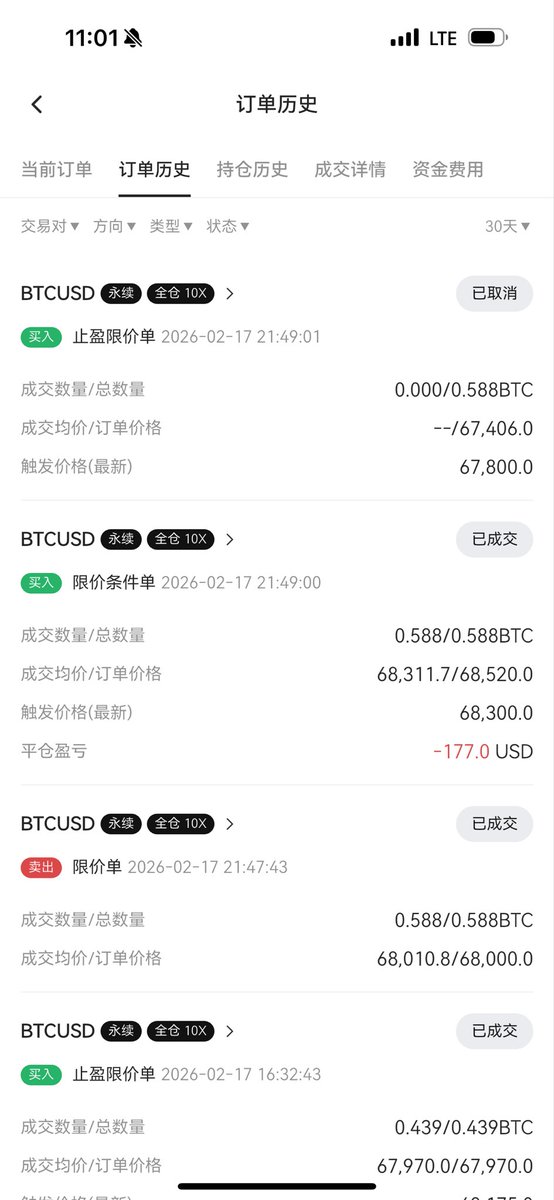 Waterking129843's tweet photo. @edgeX_exchange @USDC @circle 太恶心了，今天早上设置的止赢不给我止赢，说是我设的触发价格和订单价格一样，系统反应不过来。我以为自己设置错了。晚上我又开了几个单子。设置止损68520，触发68300。结果不到68520，才68311就给我止损了。但是我另外一个账号68300 止赢触发的却不给激活。这个系统明显bug.不敢用了，有人帮忙处理吗 https://t.co/3QkJXODPDE