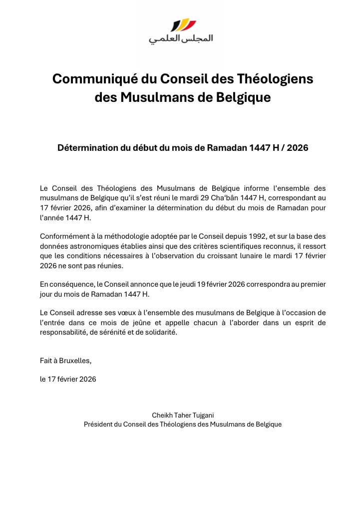 RMB_Officiel's tweet photo. Communiqué Ramadan 1447 / 2026

Persbericht Ramadan 1447 / 2026

بيان رمضان 1447 / 2026

#RMB #BMB https://t.co/KfUDwkyMO6