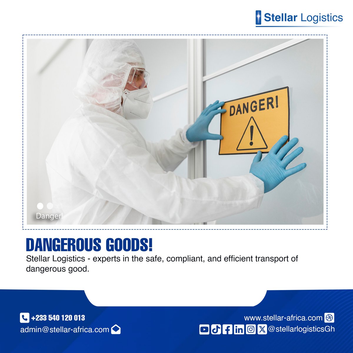 StellarlogistGh's tweet photo. Safety isn’t just a policy at Stellar Logistics — it’s our reputation.

We are experts in the safe, compliant, and efficient transport of dangerous goods. Send all request to enquiries@stellar-africa.com
#Logistics #CargoTransport #ClearingServices #Warehousing #GhanaBusiness https://t.co/kukbDObN4a