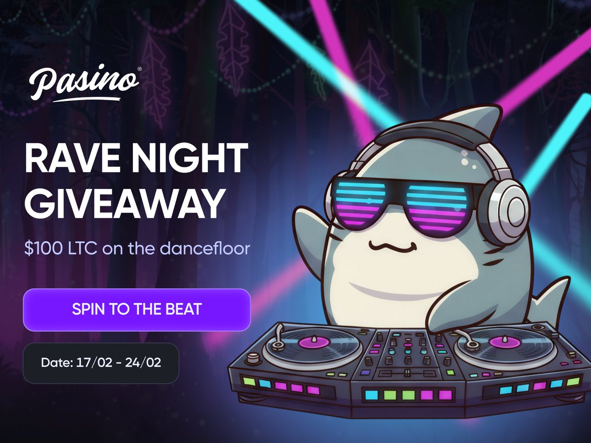 🎧🕺 RAVE NIGHT GIVEAWAY IS LIVE! 🕺🎧

Neon lights, bass drops, spinning reels - and a fresh $100 LTC Giveaway is now live 🔥

Play Rave Night, our featured slot of the week 👇

pasino.com/pasino-slot/di…

💰 Prize: $100 in LTC
📅 Date: 17 February

🧠 How to join:
LEVEL 5+
$50 in
