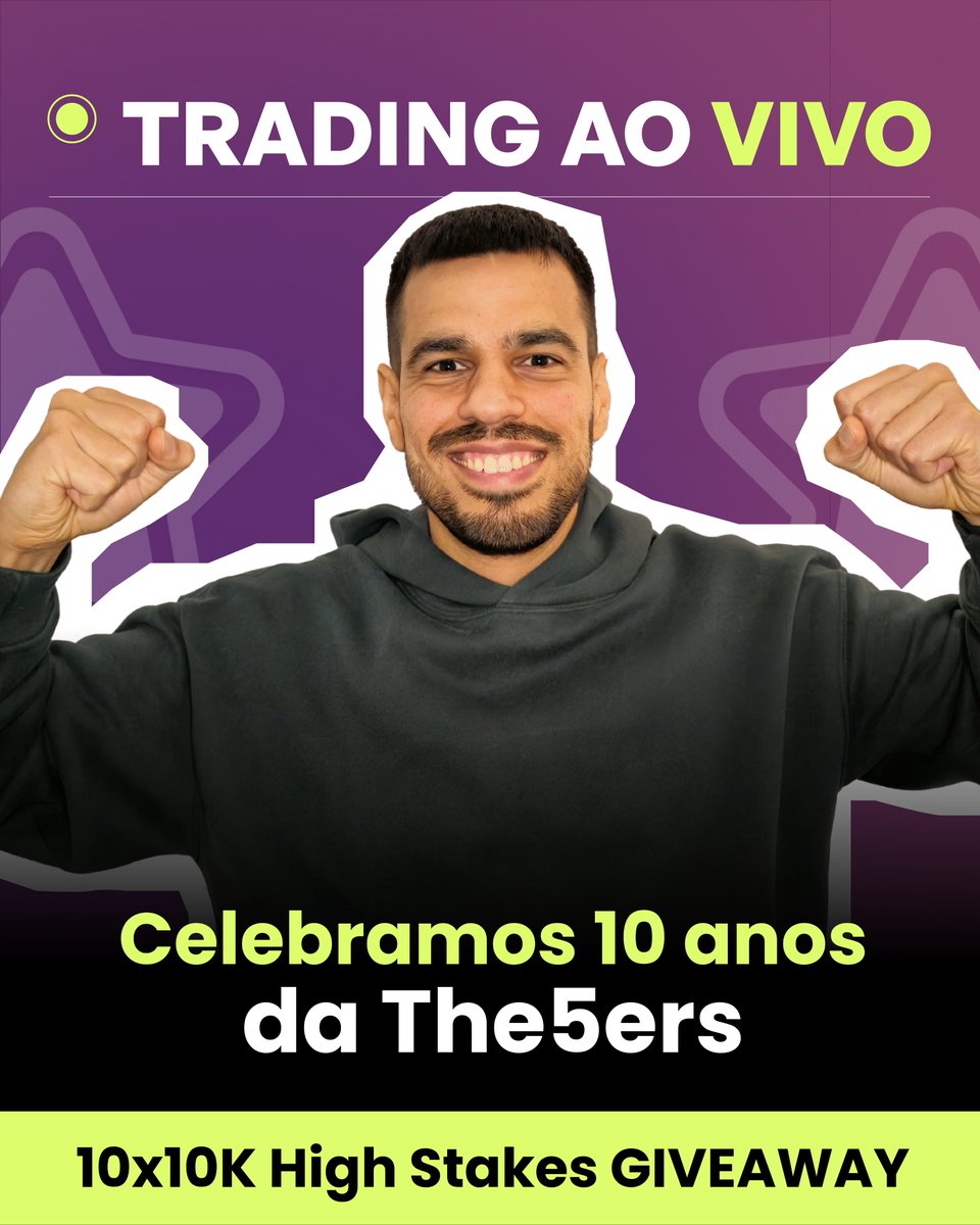 The5ersPT's tweet photo. Completamos 10 Anos! 🎉 

Há uma década, construímos o ecossistema ideal para o sucesso dos traders. Hoje, celebramos esta marca com a nossa comunidade!

🎁Giveaway: 10 CONTAS DE 10K
🗓️Hoje, 17/02
🕑14:00h BR / 17:00h PT

📍Link: https://t.co/r65BmliyNy

🔗O link de participação será partilhado EXCLUSIVAMENTE durante a live!

High 5! 
#The5ers #DayTrading #Propfirms