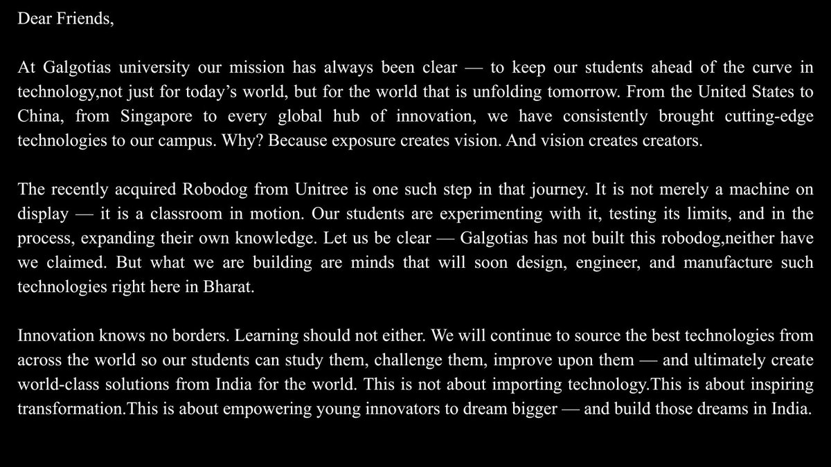 RajasthanVoice's tweet image. गलगोटिया वालों ने आखिर दी सफाई, सोशल मीडिया पर चीनी सामान तो अपना बताकर वाहवाही बटोरने का आरोप लगने के बाद हो रही थी घोर बेज्जती। #Galgotia #Robodog #Unitree #AIImpactSummit