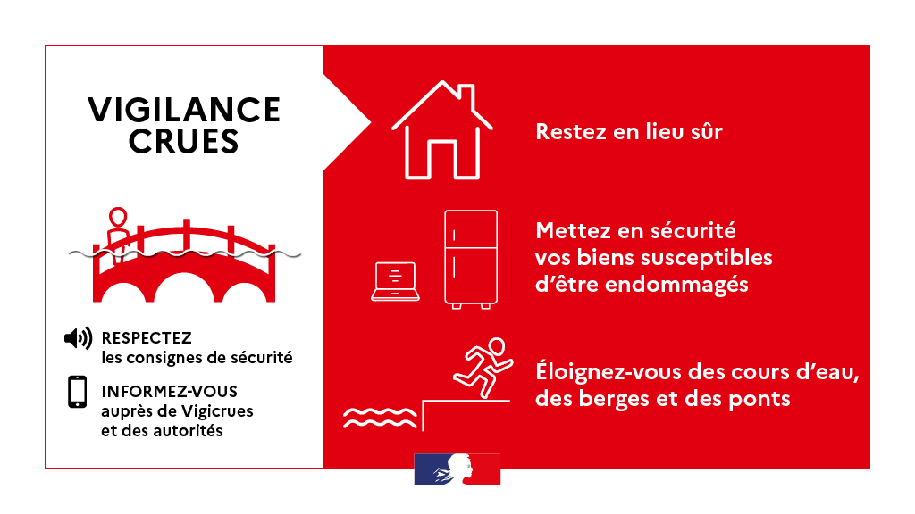 🔴 La Charente-Maritime est à son tour placée en #VigilanceRouge #Crues, avec la Gironde, le Lot-et-Garonne et le Maine-et-Loire.

➡️ Une crue majeure est en cours sur la Garonne aval, la Charente aval et le secteur d'Angers.

📲 Suivez l’évolution sur vigicrues.gouv.fr