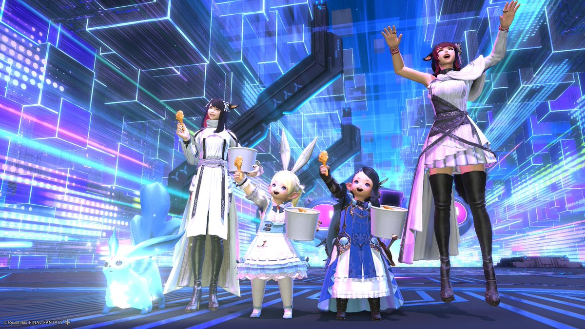 フレと地図G18へ 魔紋が開きすぎてチキンを掲げる3人！(๑òωó๑)۶