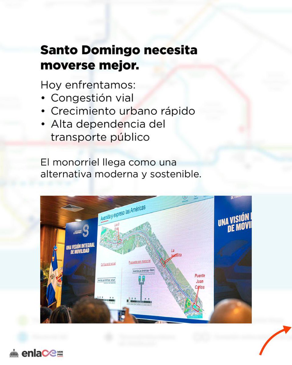 MinpreRD's tweet photo. Santo Domingo avanza hacia una movilidad más moderna 🚝
Con 11 km y 13 estaciones, el monorriel conectará el Distrito Nacional con Santo Domingo Este, reduciendo la congestión en la Línea 2 del Metro y mejorando la calidad de vida de miles de ciudadanos.
#MINPRE #EnlaceMINPRE https://t.co/OlY3gykdo0
