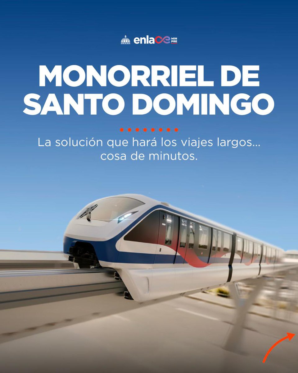 MinpreRD's tweet photo. Santo Domingo avanza hacia una movilidad más moderna 🚝
Con 11 km y 13 estaciones, el monorriel conectará el Distrito Nacional con Santo Domingo Este, reduciendo la congestión en la Línea 2 del Metro y mejorando la calidad de vida de miles de ciudadanos.
#MINPRE #EnlaceMINPRE https://t.co/OlY3gykdo0