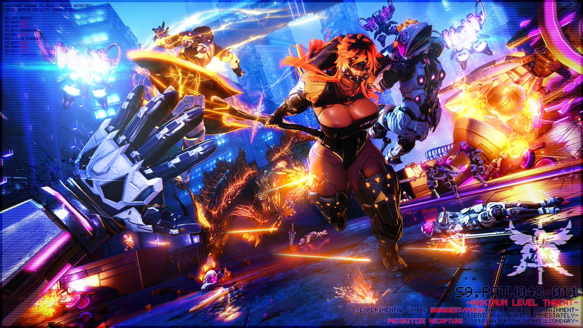 In another time and in another world...  

Experimental Cyborg BARGHEST and Support Unit FEROX have broken from containment. 
Solution 9 Emergency Alert System recommends civilians seek immediate shelter. 
Everything is under contr-BZZT-

#Roegadyn #Femroe #Gposers