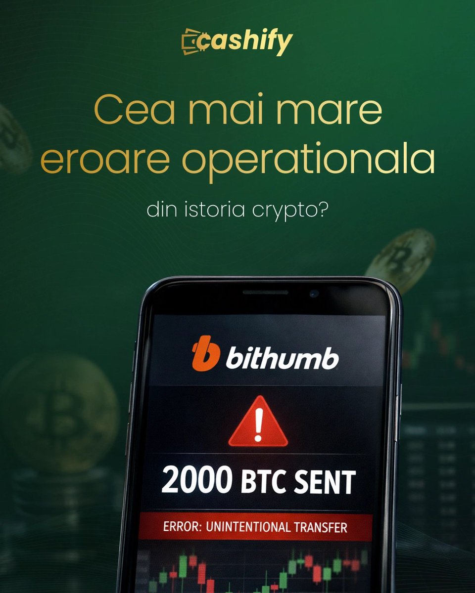 👀 Una dintre cele mai mari erori operaționale din istoria crypto

Bithumb, un exchange major din Coreea de Sud a trimis din greșeală sume uriașe de #Bitcoin către utilizatori, din cauza unei promoții configurate greșit.

Cea mai mare parte a fondurilor a fost recuperată
