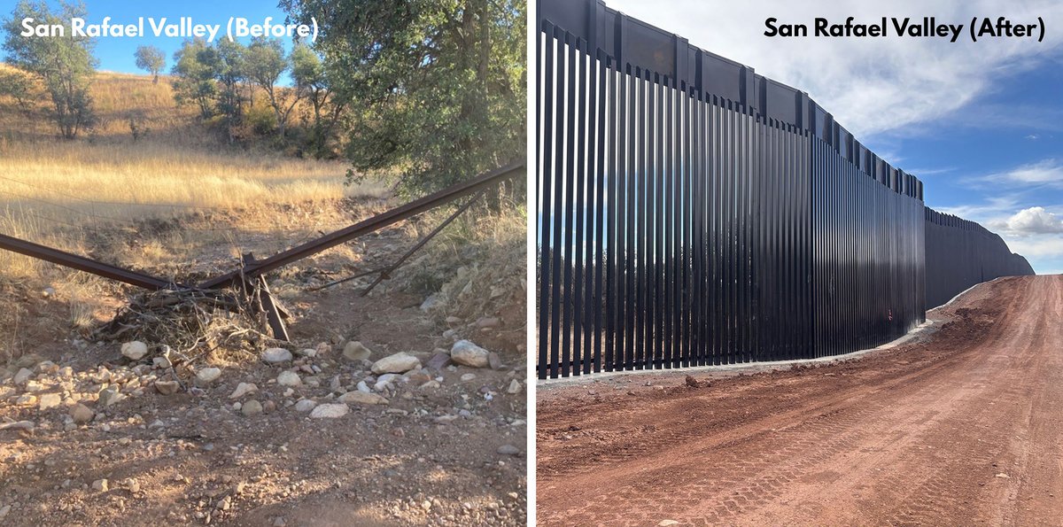 More tough news from the Trump admin: 5 of 27 miles of steel border wall are now up in the San Rafael Valley, blocking this wildlife corridor, as you can see in this before/after. Just awful. To learn more about our study and how we're responding, visit: ow.ly/Cz0c50YfseN