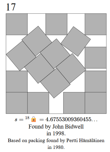 @seridarivus13 it is, in fact, the most optimal way of packing 17 squares
