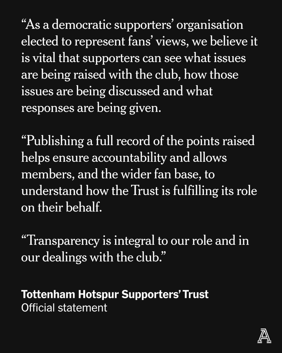 The Tottenham Hotspur Supporters’ Trust (THST) has accused the club of selectively editing the minutes of their latest meeting.

THST met with four representatives of the club, including chief executive Vinai Venkatesham and chief communications officer Kate Miller, on February 3