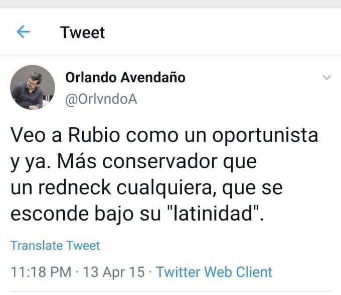 😂😂😂 que resentimiento le tiene <a href="/OrlvndoA/">Orlando Avendaño</a> a <a href="/marcorubio/">Marco Rubio</a>