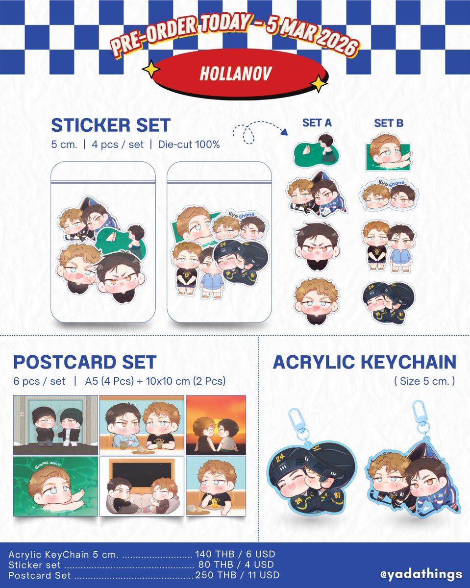 ꔛ Pre-Order ꔛ
Hollanov Fanmade #HeatedRivalry🏒

===
🔗Order Links (Thai &amp; Overseas) :
homu.in.th/product/hollan…
===

⏰Duration : Now - 5 March 2026 (ICT, UTC+7)
🗓️Estimated Shipment : Mid – Late April 2026

🎁Special Gifts :
- A special gift is included with every order.
- For