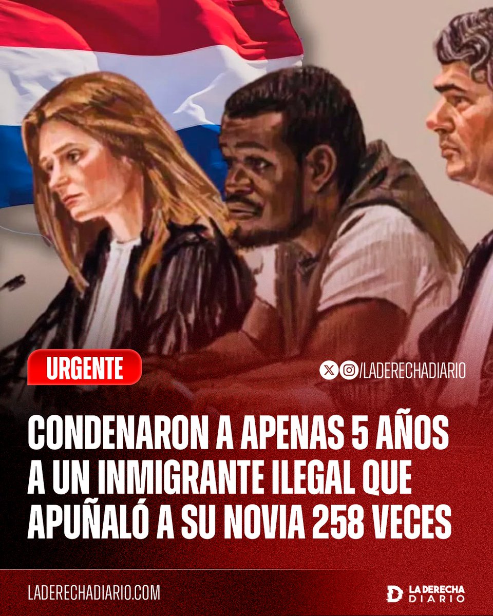 🚨🇳🇱 | PAÍS TERMINADO: Un inmigrante ilegal africano fue condenado a solo 5 años de prisión en Holanda tras grabarse mientras asesinaba de 258 puñaladas a su novia, debido a que el juez progresista consideró que tenía un "muy bajo IQ" para ser consciente de sus actos.