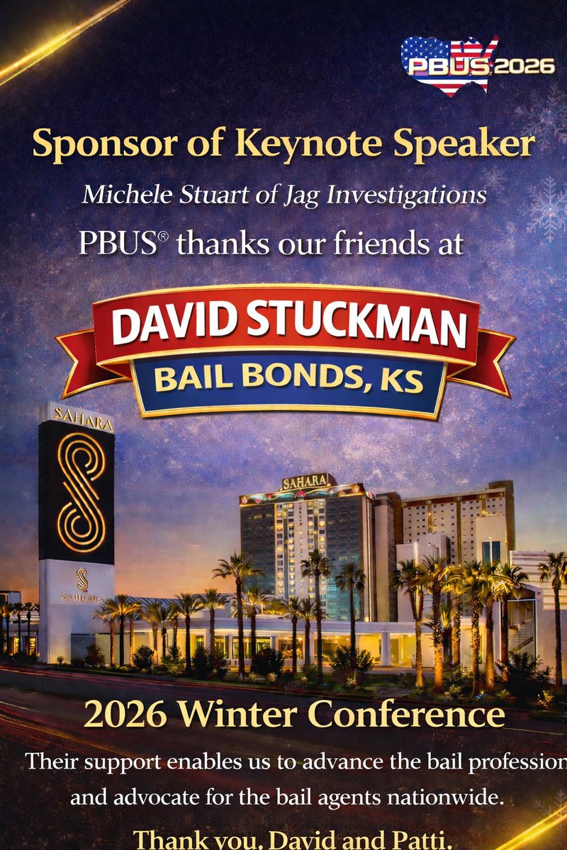 PBUS2's tweet photo. PBUS® thanks our friends at David Stuckman Bail Bonds for their sponsorship at our 2026 Winter Conference https://t.co/43mQlPPXhO