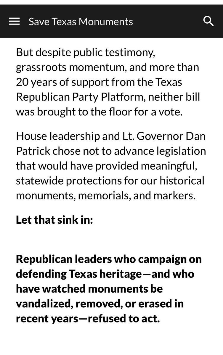 CALL-TO-ACTION  
GRASSROOTS SAVE TEXAS 
(Save Texas Monuments bill was Killed in the 89th #TXlege)