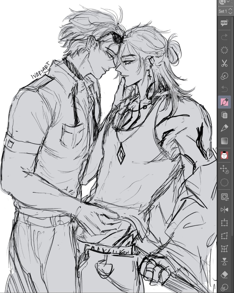 oughh found an old pilot phai x rockstar dei sketch i never finish… 
#phaidei