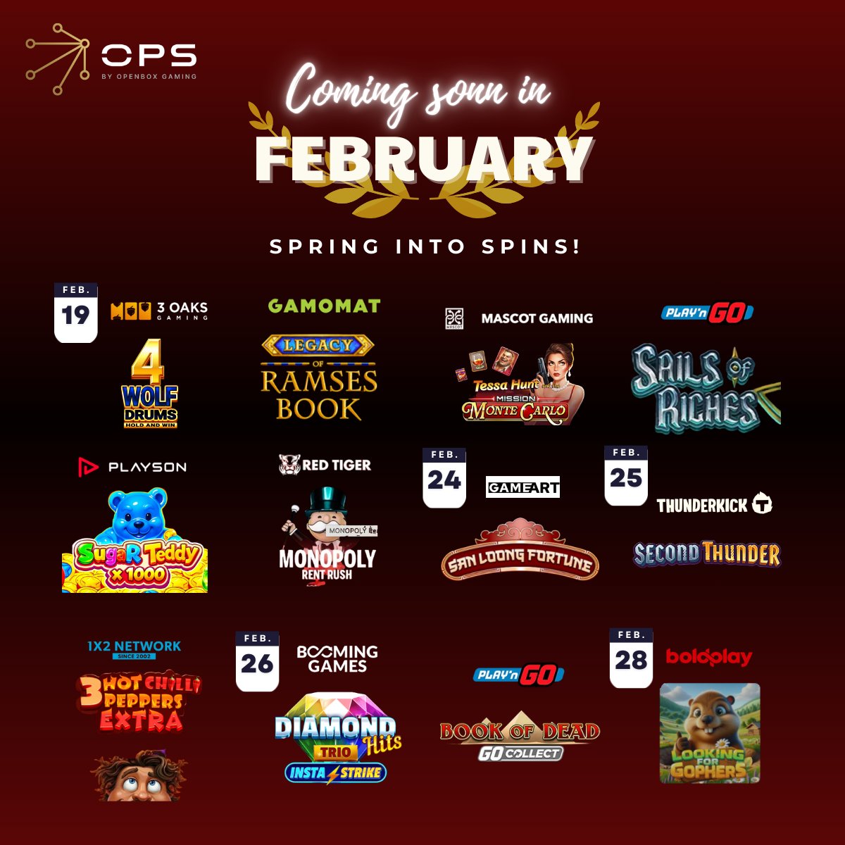 OPSaggregator's tweet photo. 🧩 𝗙𝗿𝗲𝘀𝗵 𝗙𝗲𝗯𝗿𝘂𝗮𝗿𝘆 𝗗𝗿𝗼𝗽𝘀 — OPS Game is rolling out an exciting lineup of brand-new releases！ 

𝗢𝗻𝗲 𝗔𝗣𝗜. 𝟮𝟬,𝟬𝟬𝟬+ 𝗴𝗮𝗺𝗲𝘀. 𝗘𝗻𝗱𝗹𝗲𝘀𝘀 𝗽𝗼𝘀𝘀𝗶𝗯𝗶𝗹𝗶𝘁𝗶𝗲𝘀.
📩 𝗰𝗼𝗻𝘁𝗮𝗰𝘁@𝗼𝗽𝘀.𝗴𝗮𝗺𝗲 https://t.co/AUKxXBaBQS
