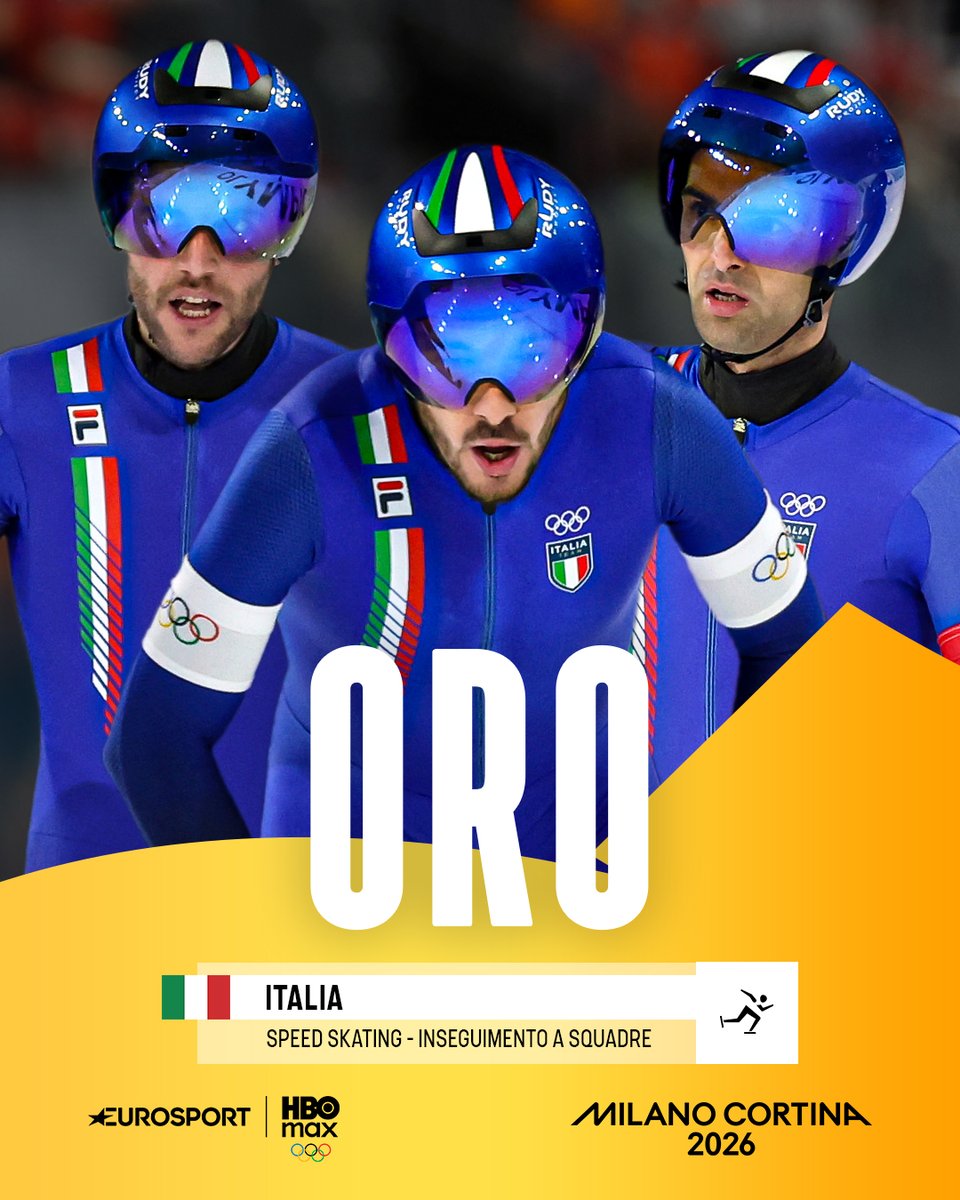 𝐔𝐍 𝐎𝐑𝐎 𝐕𝐄𝐋𝐎𝐂𝐈𝐒𝐒𝐈𝐌𝐎𝐎𝐎𝐎𝐎𝐎𝐎𝐎! 🥇⚡🇮🇹

Davide Ghiotto, Andrea Giovannini e Michele Malfatti trionfano nell'inseguimento a squadre maschile di speed skating: battuti gli Stati Uniti nella finale A! Dopo 20 anni torniamo sul gradino più alto del podio 💙