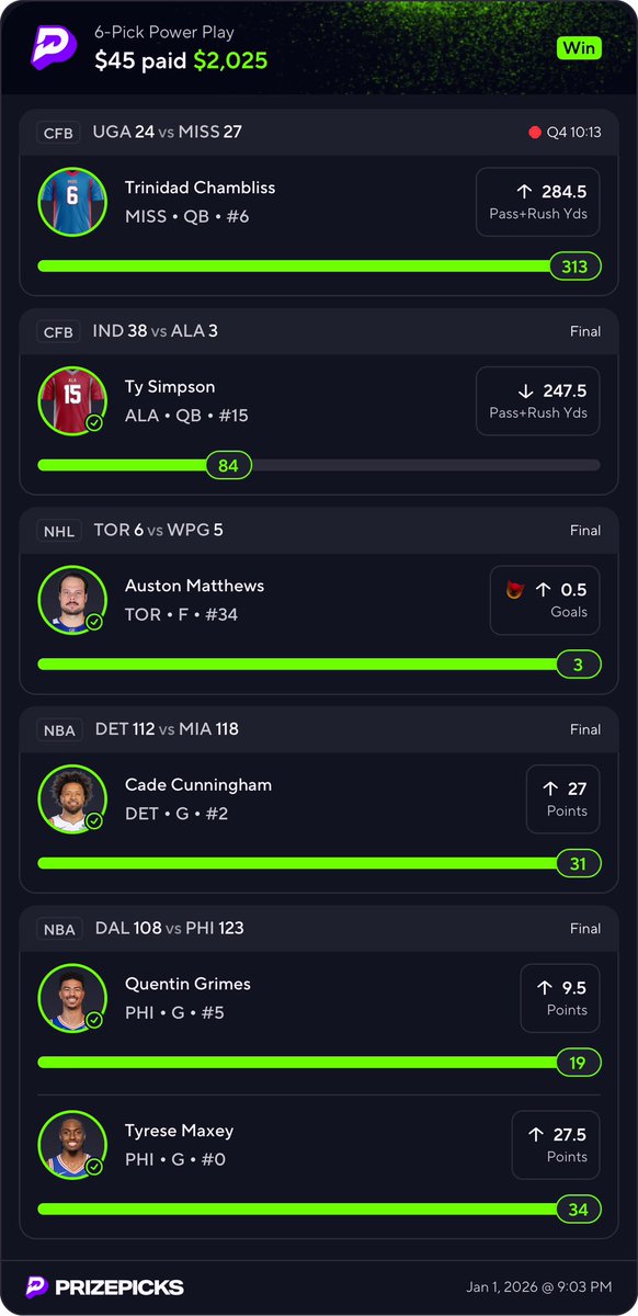 hdzxtra's tweet photo. I need another one of these cashhhh outs ✅✅✅✅✅✅

#PrizePicks https://t.co/yesBF2Eh6Y