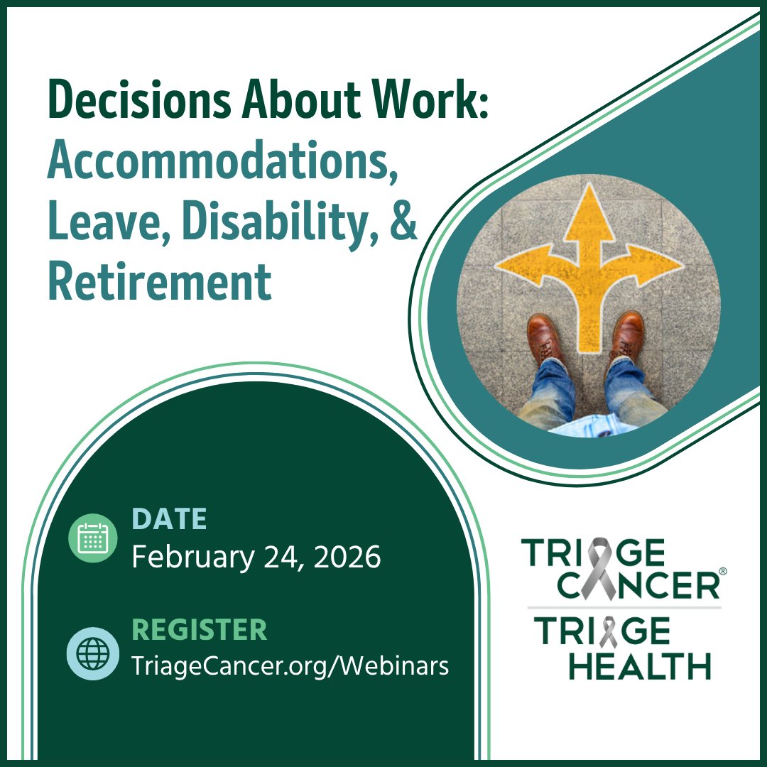 Liferaftgroup's tweet image. Join Triage for a webinar on navigating work, leave, disability, and retirement during a cancer diagnosis: bit.ly/Triage-WorkDec… #CancerAndWork #TriageCancer #PatientSupport