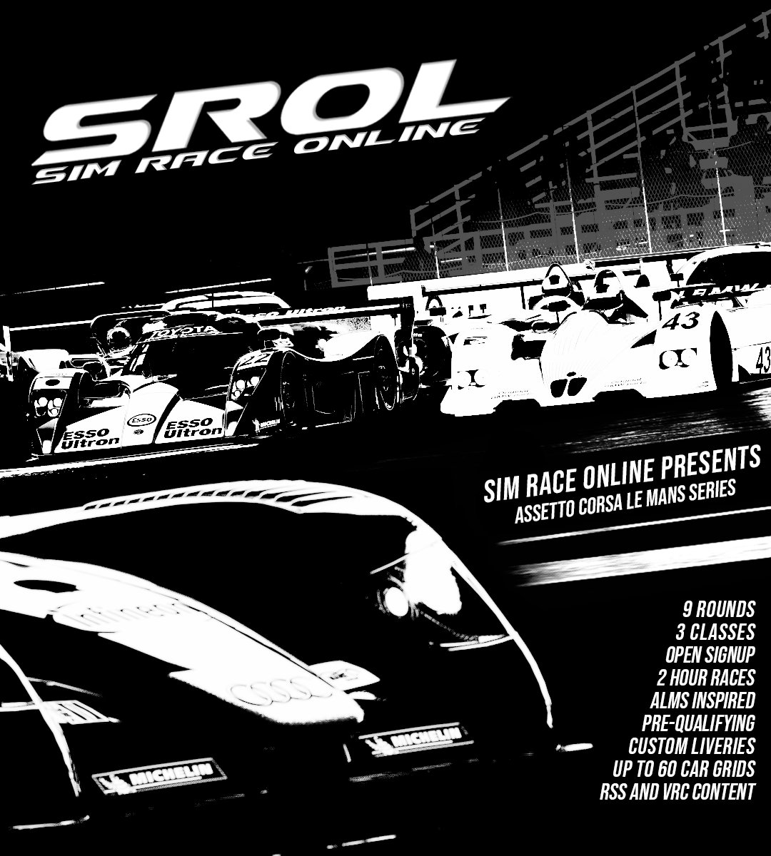 SROL is hosting a 9 Round ALMS inspired series this year in Assetto Corsa. Based on Endurance Grids from 1998-2003 utilising content from RSS &amp; VRC. Round 1 is on February 21st, but you can still join if you're interested.

Join our Discord Community Here: discord.gg/ZFgpt3gSWz