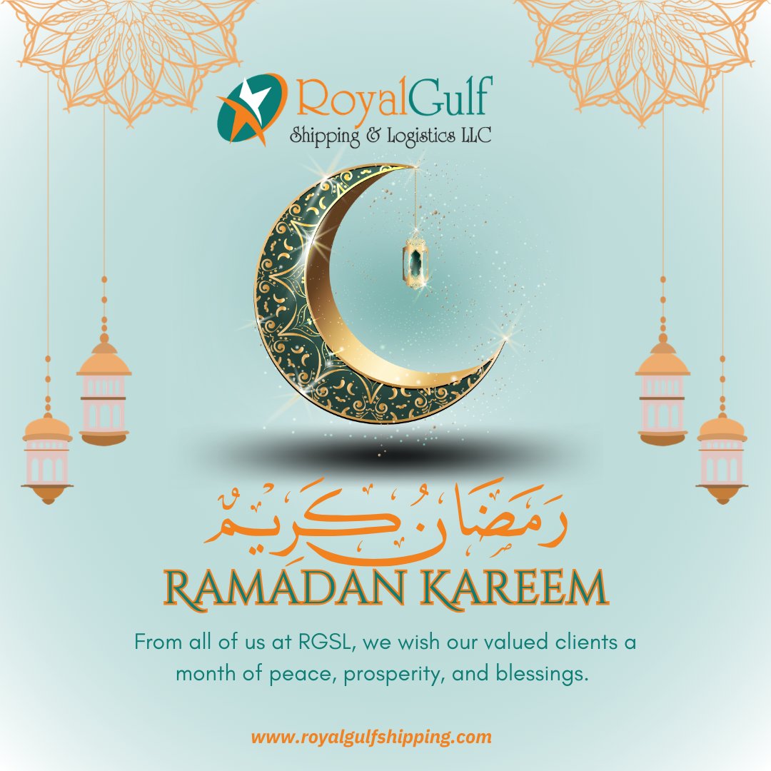 royalgulfdubai's tweet photo. 🌙 Ramadan Mubarak 🌙
🌐 https://t.co/ygx0jHMjlc
#RoyalGulf #DubaiLogistics #WorldwideDelivery #TrustedPartner
#transportation #storage #seafreight #freight #airfreight #warehouse #customclearance #british #logisticssolution #freightforwarding #UK #dubai #sea https://t.co/sEuX4x0ZJ4
