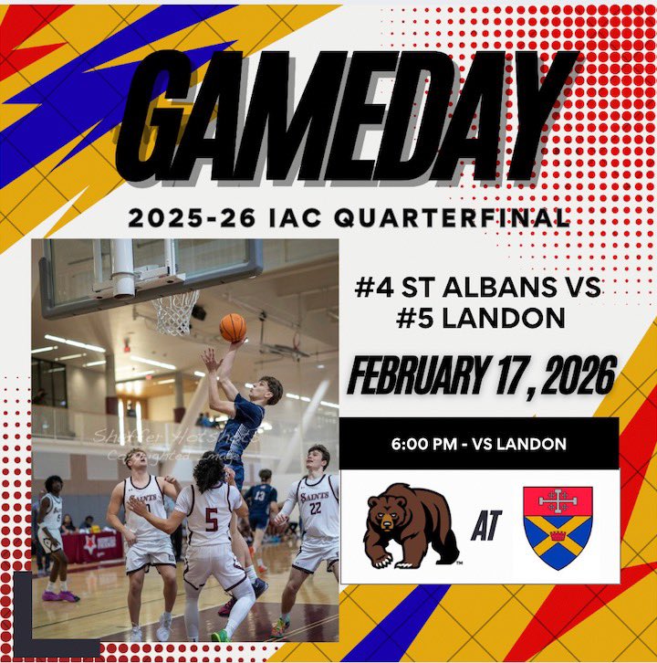 stalbans_bball's tweet photo. Our first home playoff game in 2 years is our rubber match against the #5 seeded Bears of Landon at 6pm in the Martin Gym. @stabeefclub show up and show out! #iachoops #rivalrymatch #bulldogbasketball🏀 https://t.co/qG5I29ETW5