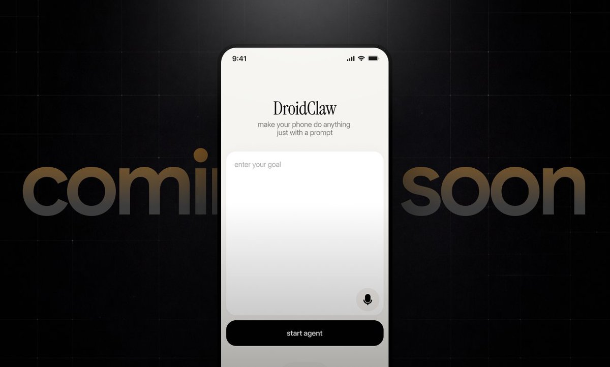 you asked for it. it's coming 🤩

droidclaw.ai as a native android app. no pc needed. no laptop. no cables. no setup.

just a phone with ai brain.

dropping tomorrow. dm me for early access.