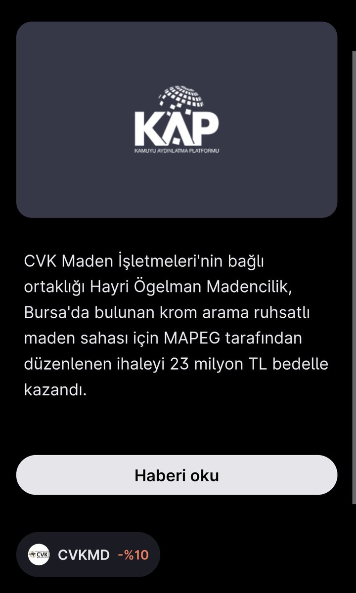 Hayırdır kardeş. 
İhale kazanıp %10 düşmek nedir.
#bist100
#BORSA
#cvkmd