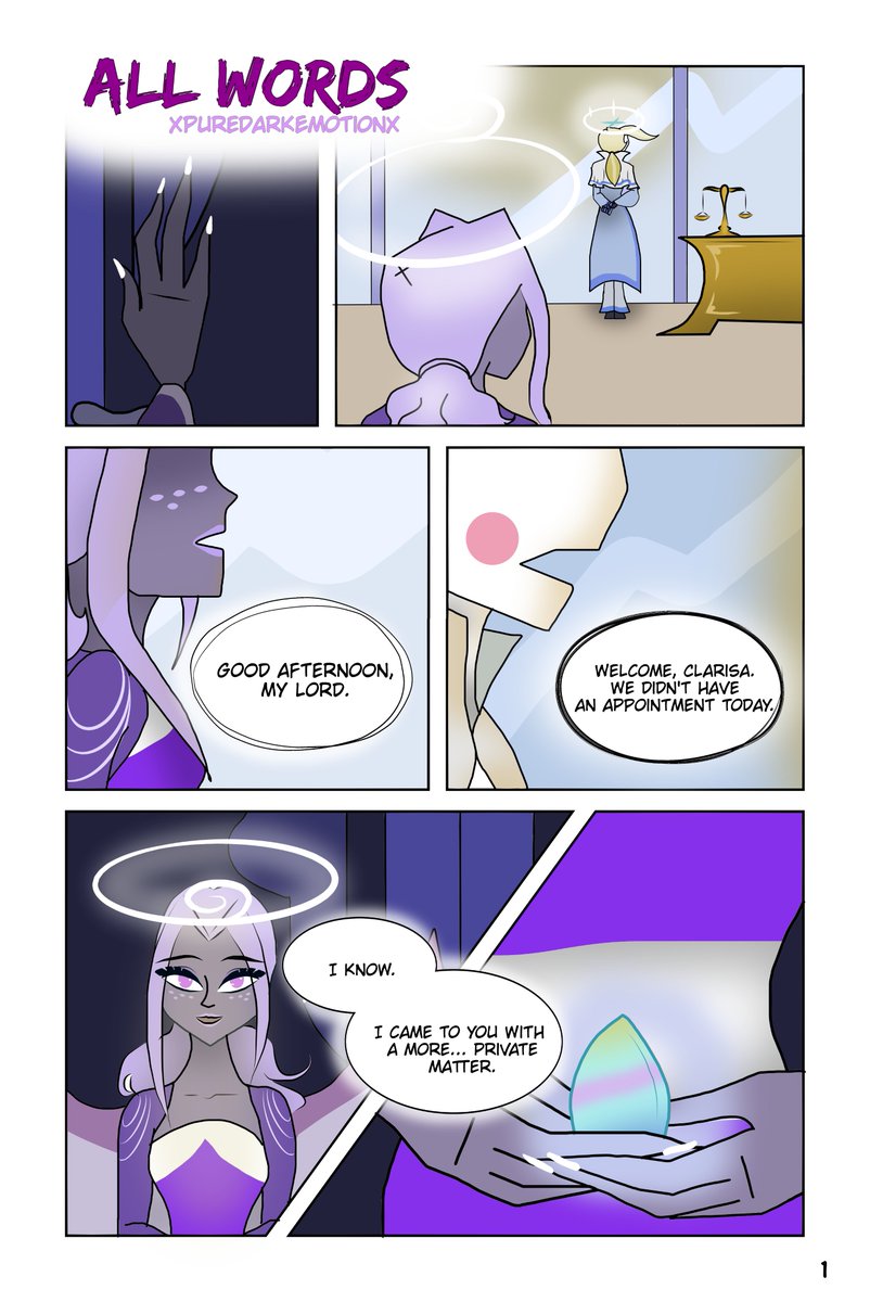 LoveKunoichi's tweet photo. “All words” Page 1 &amp; 2
I'm starting my first comic story! ❤🤩
#hazbinhotel #hazbinhotelcomic #HazbinHotelOC  #HazbinHotelMichael #comic https://t.co/VJtCP8e3Jv