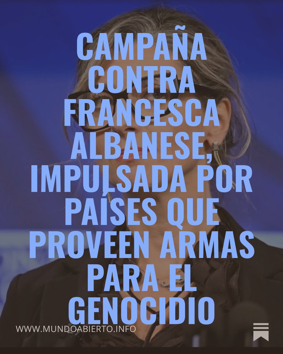 temoris's tweet photo. El video fue torpemente editado por un lobbista pro-Israel. Francia, Alemania, Italia y otros no quisieron saber qué dijo realmente @FranceskAlbs, la relatora de la ONU que los ha exhibido como cómplices del genocidio que Israel perpetra con su ayuda.

La atacan, dice Albanese, "con una virulencia y convicción que NUNCA han usado contra quienes han masacrado a más de 20 mil niños en 858 días".

Lee mi reporte en https://t.co/Wla58g7Qo5

Comparte. Comenta. Suscríbete.
Ayúdanos a mantener este Mundo Abierto.