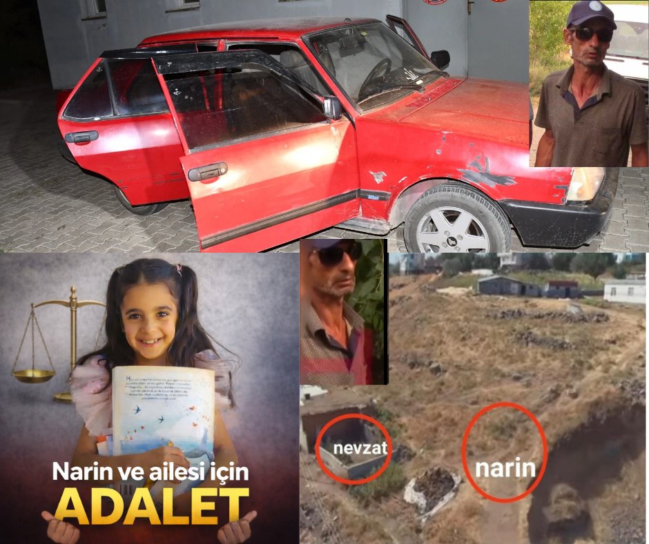 Narin Güran dosyası:Fail Kim? Kanaat mi, Delil mi?

Kamera kayıtlarıyla sabit olduğu üzere Nevzat Bahtiyar, 21 Ağustos 2024 günü saat 15.34’te oğlu Ferhat Bahtiyara ait bu kırmızı araçla köyden çıkıyor. Narin’in bedeninin bulunduğu çuvalın o sırada araçta olduğu biliniyor. Ayrıca